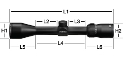 Afmetingen Vortex Diamondback 4-12x40 AO Richtkijker