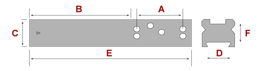 Rusan Picatinny rail extended - Fair Combi, Sabatti, Bettinsoli, Haenel jaeger 9 (prism 11,5 mm L=135) afmeting