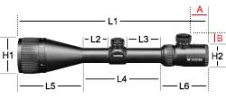 Afmetingen Vortex Crossfire II Hog Hunter Richtkijker 3-12x56 AO