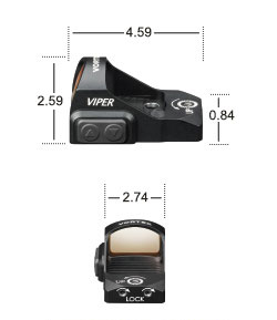 Vortex Viper red dot 6 MOA pistool richtkijker afmetingen