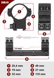 Sportsmatch 11mm dovetail 25,4mm Dampa montage DM60 hoog (32mm)_