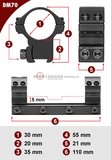 Sportsmatch 11mm dovetail 30mm Dampa montage DM70 hoog (35mm)_