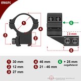 Sportsmatch 11mm dovetail 30mm Voorwaartse Montage ETO37C Medium (27mm)_
