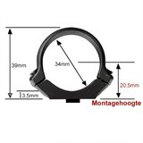 Dentler 34mm montagering laag (20,5 mm) licht metaal_