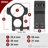 Sportsmatch 11mm dovetail 25,4mm Montage HST46C extra hoog 'See Thru' (38mm)_