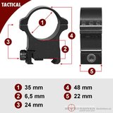 Rusan 35mm Tactical picatinny ringen laag (24mm)_