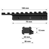 UTG 11mm Dovetail naar Picatinny/Weaver Rail Adapter 9 Slots - MNT-PMTOWL-A_
