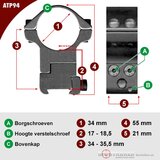 Sportsmatch ATP94 picatinny/waever 34mm montage verstelbaar in hoogte (34-35,5mm)_