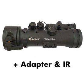 Dipol DN34 PRO voorzet nachtkijker Gen 2+ front Sniper zwart-wit, incl. adapter en IR laser